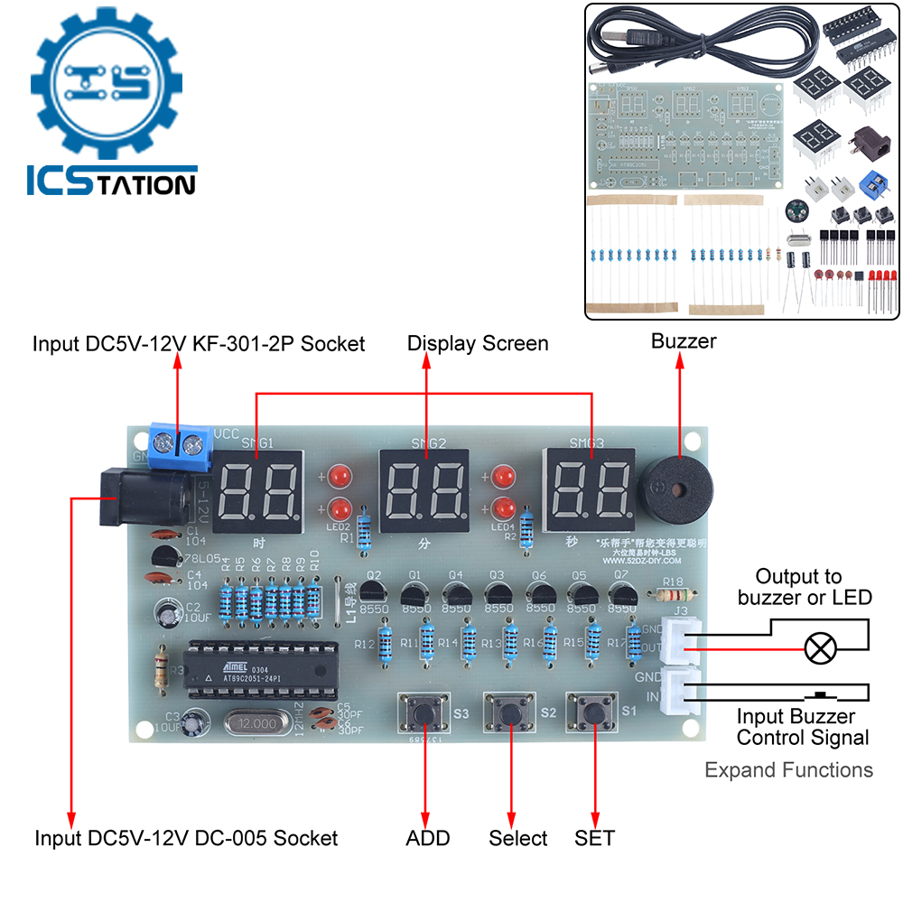 Diy Electronics Learning Kit - DIY zestaw elektroniczny 6-bitowy czerwony budzik
